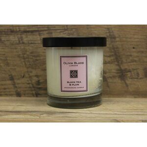 Olivia Blake London black tea and plum fragranced single‎ wick candle